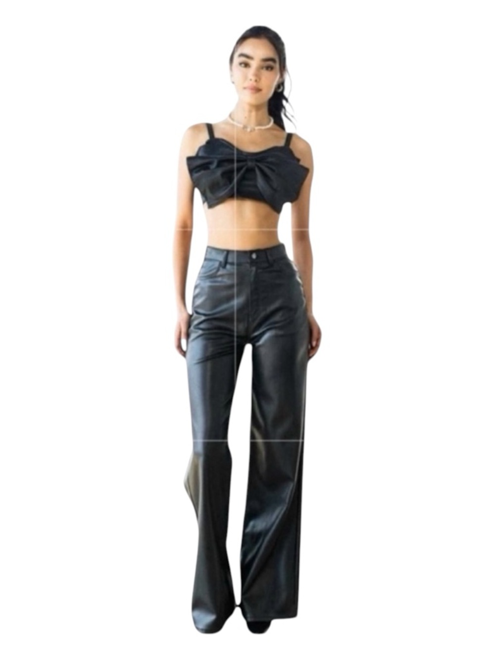 DOLLHOUSE Amber Vegan Leather High Rise Wide Leg Trousers, Size 11/12 (Juniors).